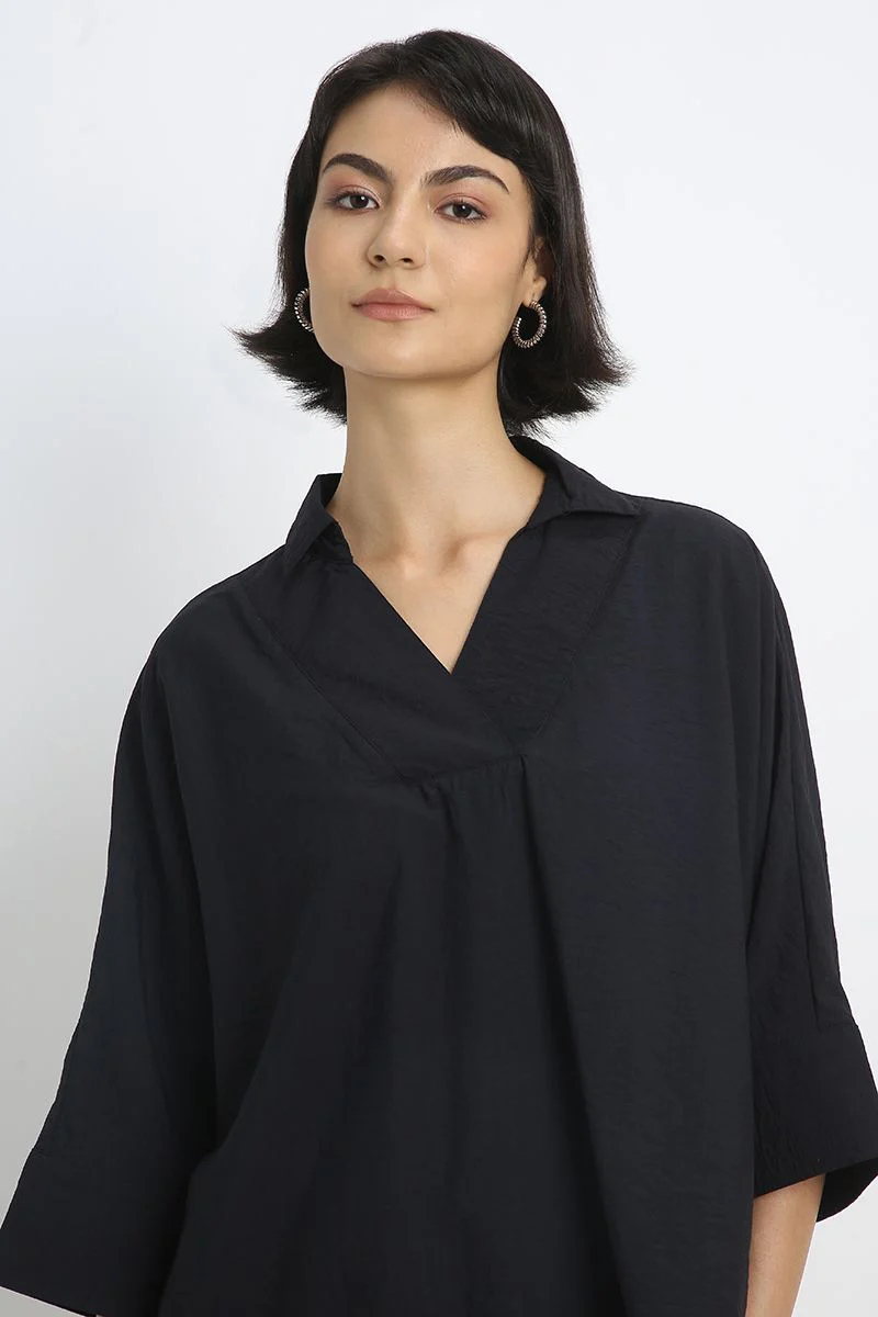 بلوزة رياضية نسائية بأكمام ثلاثة أرباع وخامة مجعدة - Image 7