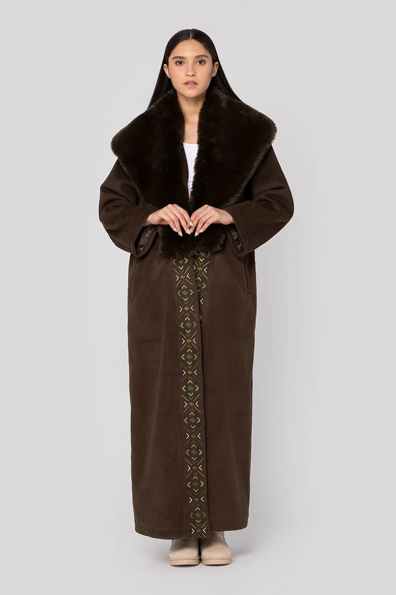 فروة مع ياقة فرو صناعي - Image 5
