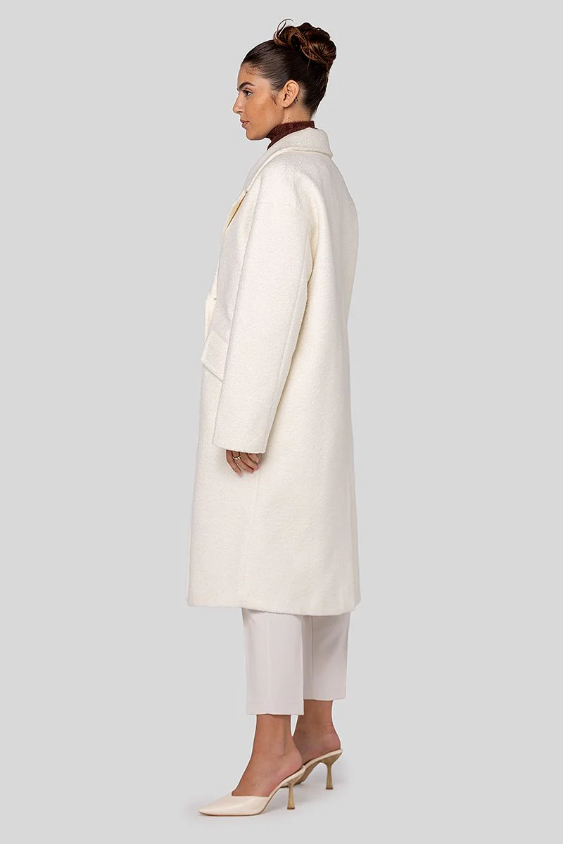 معطف صوفي طويل بأزرار مزدوجة - Image 3
