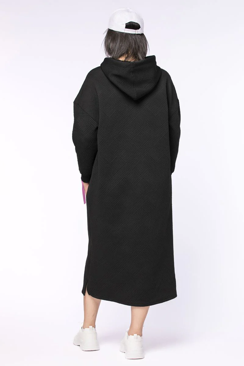 فستان هودي بخطوط على الأكمام - Image 3