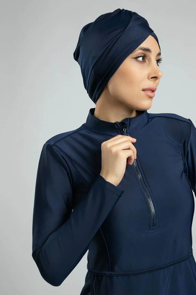 بدلة سباحة محتشمة بتصميم رياضي مع كاب متناسق - Image 12