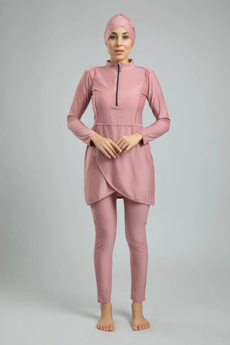 بدلة سباحة محتشمة بتصميم رياضي مع كاب متناسق - Image 13
