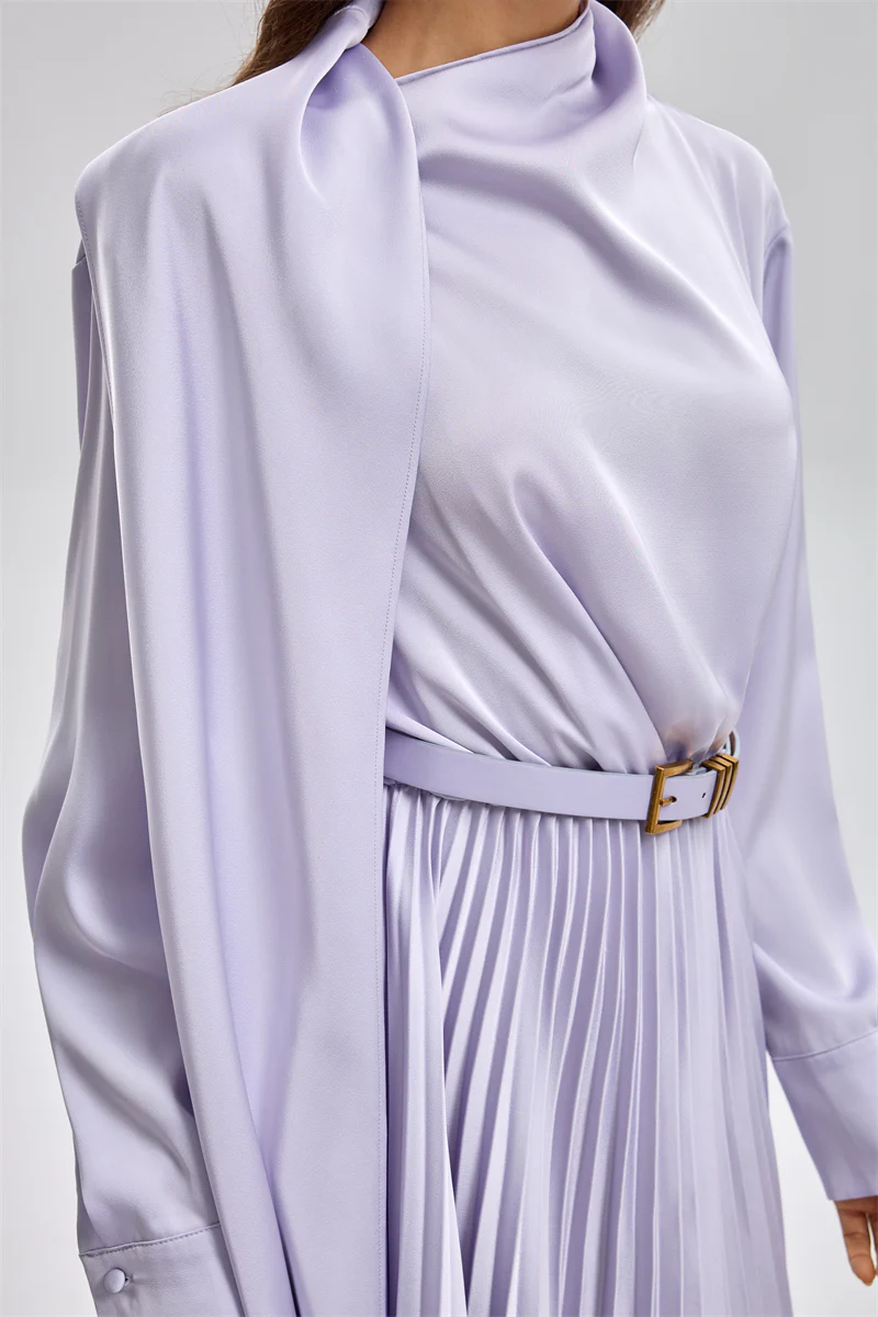 فستان ماكسي بكسرات وقصة محتشمة - Image 4