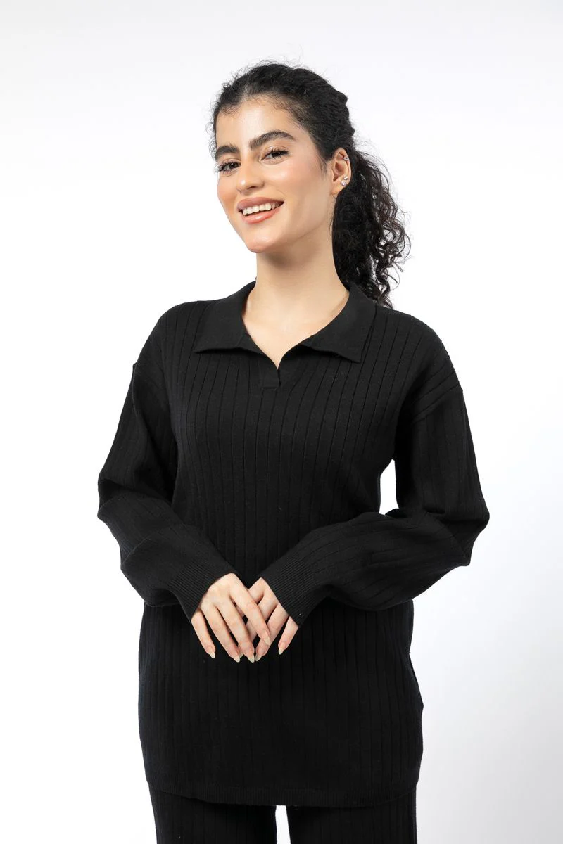 بلوزة نسائية للبيت بخامة صوف مضلعة - Image 6