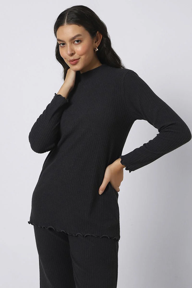 بلوزة نسائية للبيت بخامة صوف مضلعة - Image 4