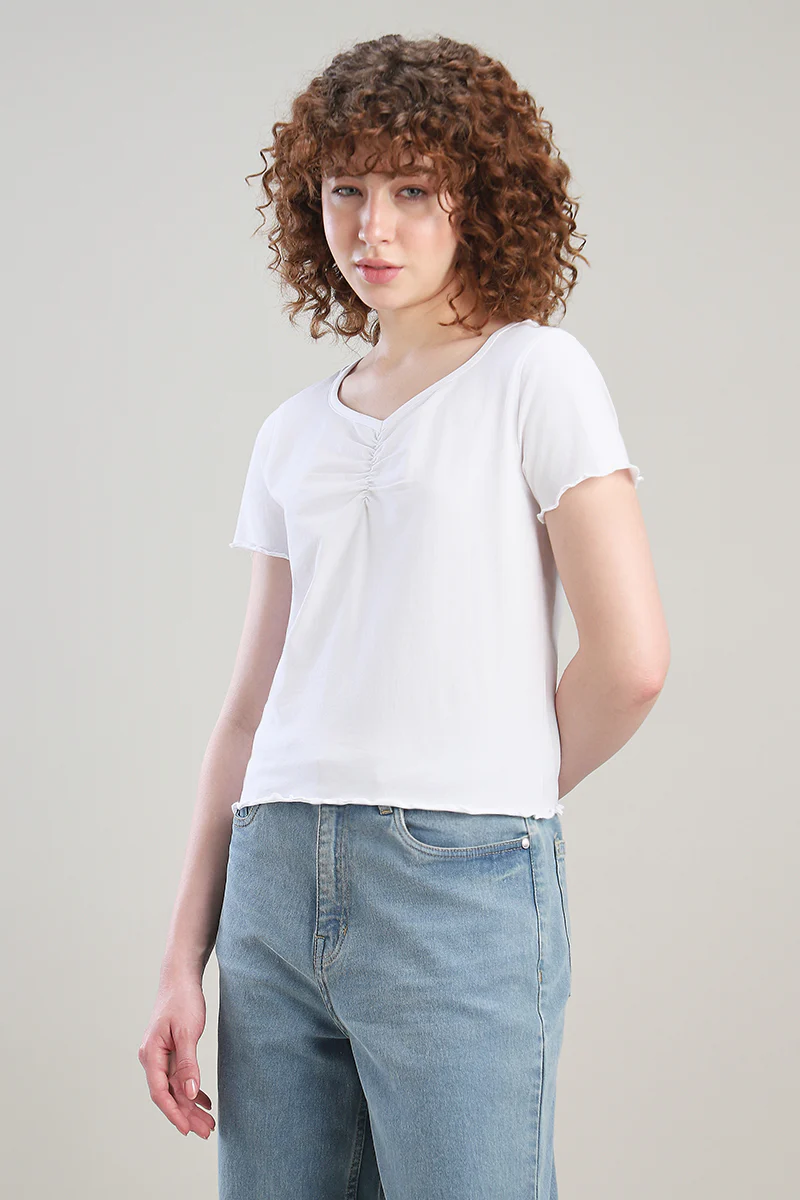 بلوزة كاجوال بتفصيل مزموم - Image 7