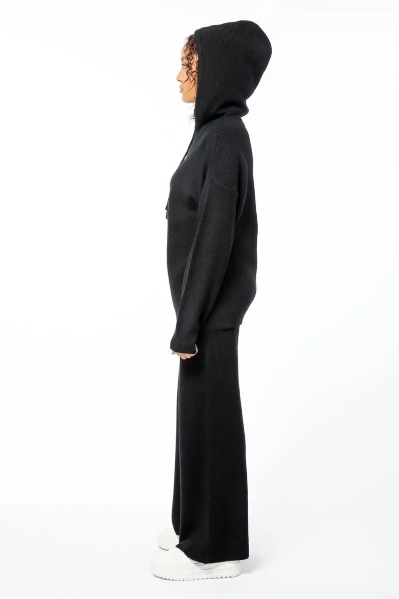 هودي نسائي محبوك بلون موحد - Image 3