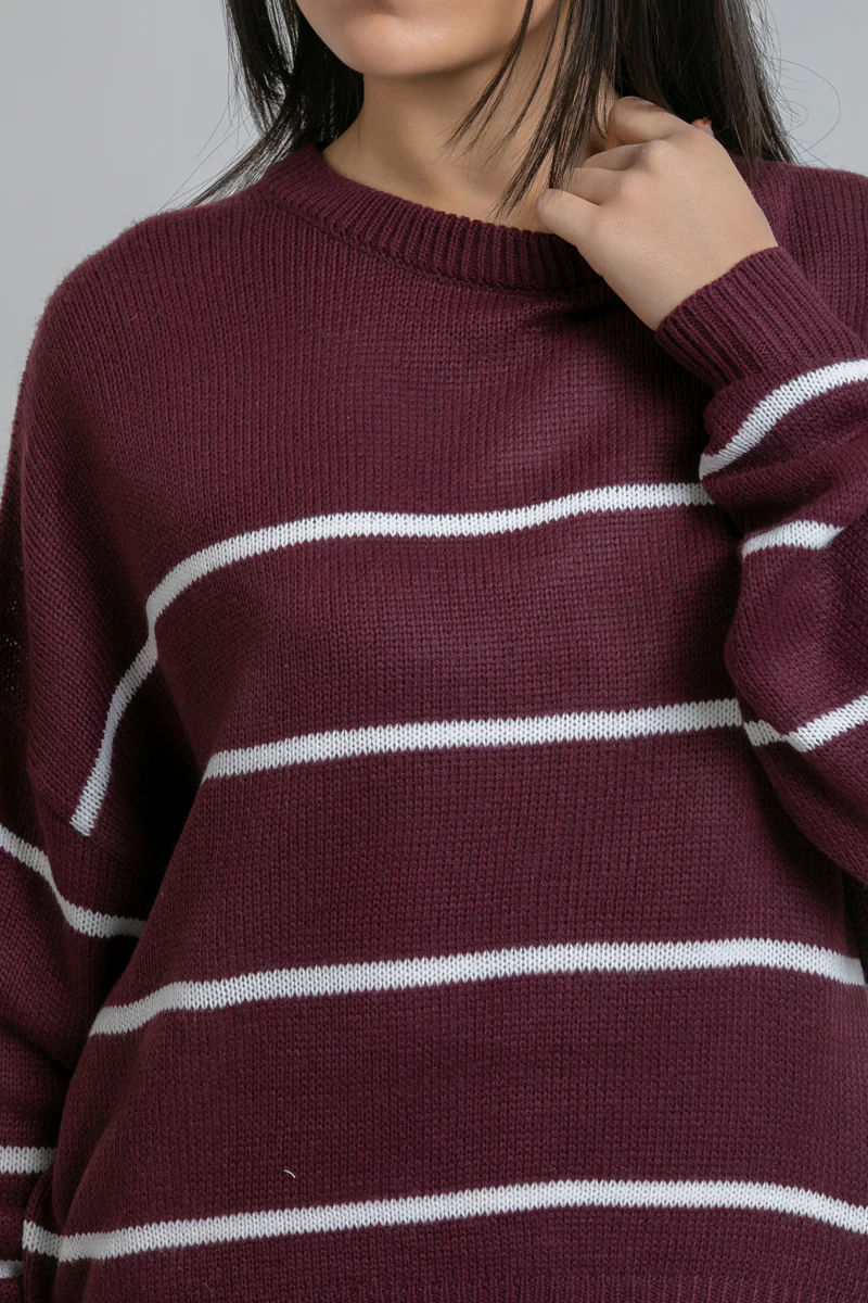 سويتر محبوك بخطوط - Image 3