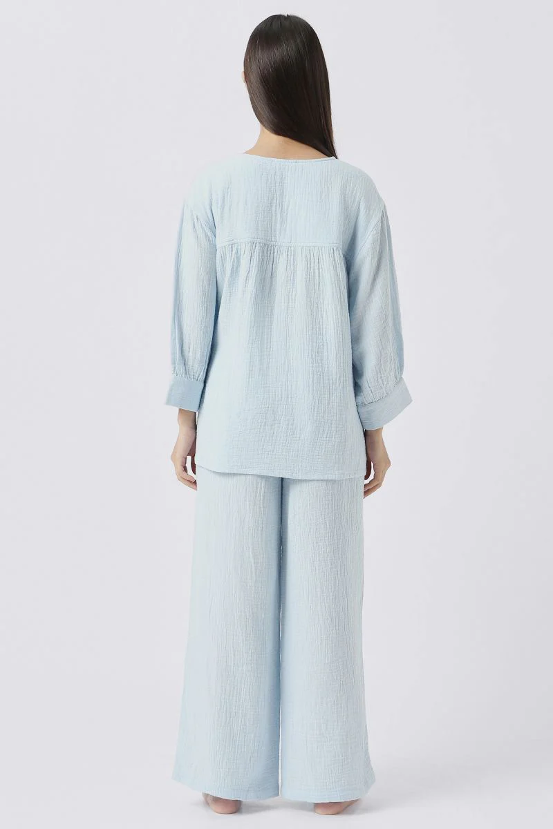 بلوزة نسائية للبيت بخامة منقوشة - Image 4