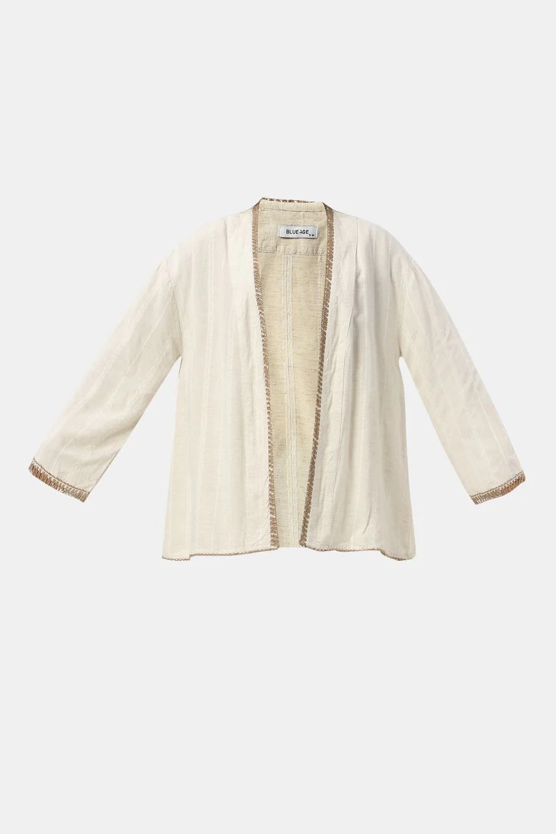 كارديغان نسائي بخطوط خيوط منسوجة على الحواف - Image 4